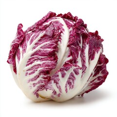 Obraz premium Vibrant Red Leaf Chicory Vegetable Isolated on White Background with Detailed Leaf Texture and Natural Lighting