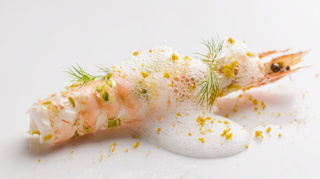 langoustine tail with citrus foam and flavors