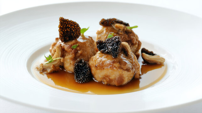 veal sweetbreads with morel mushrooms gourmet dish