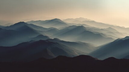 Fototapeta premium Layered mountain ridges with atmospheric 