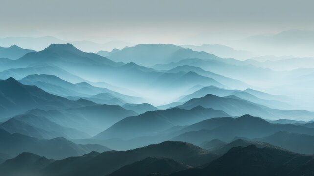 Layered mountain ridges with atmospheric 