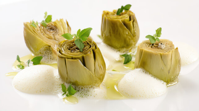 artichoke hearts with lemon vinaigrette on a plate