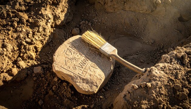 Ancient cuneiform tablet discovery during archaeological excavation, revealing historical inscriptions.