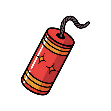 Cartoon illustration of a red dynamite stick with fuse