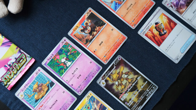 Tangerang, Indonesia on 16 January 2026: a collection of regular and Art Rare cards from Pokemon Trading Cards Mega Brave and Mega Symphonia Japanese edition. Japanese Pokemon TCG