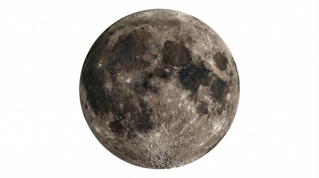 Moon in warm brown tones isolated on white background.
