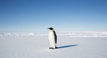 Obraz premium Emperor Penguin standing on Antarctic ice landscape
