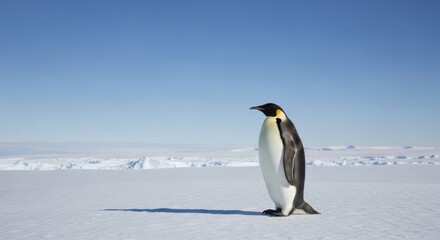 Obraz premium King penguin standing on Antarctic ice landscape