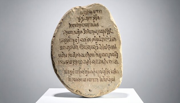 Ancient Ugaritic cuneiform inscription on a reconstructed clay tablet, offering a glimpse into early writing systems and historical records.