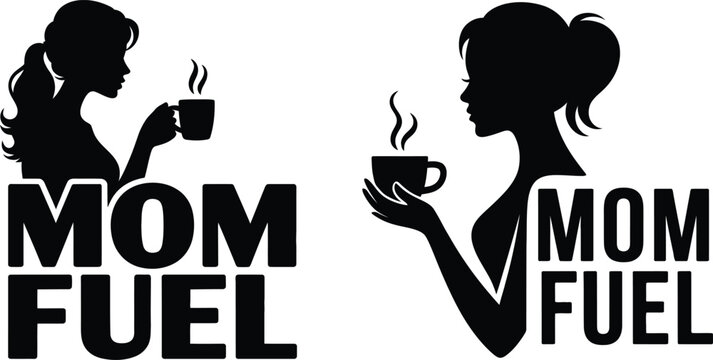 Mom fuel coffee silhouette of woman drinking coffee with hot beverage black and white food and dri
