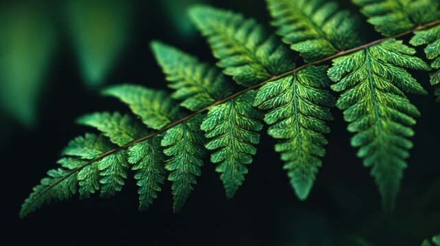 Closeup of fern leaves aligned, minimal natural background