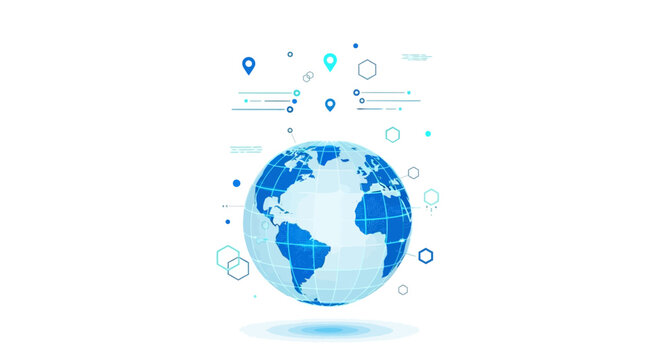 Earth Globe with Digital Elements.
