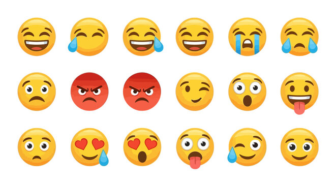 Emoji faces with various expressions.