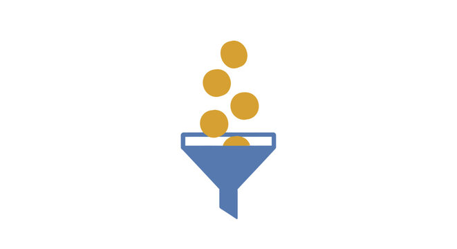 Funnel with gold coins.