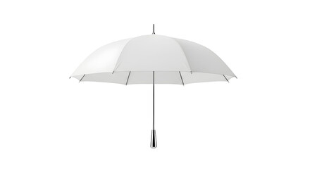 Obraz premium White umbrella with a sleek metal handle and ribs isolated on a plain background for protection