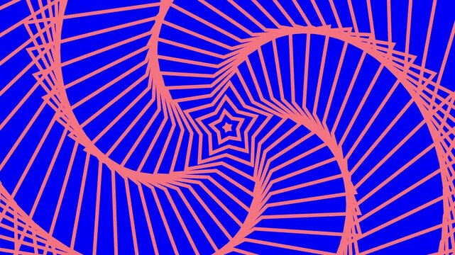Blue and pink spiral pattern with smooth geometric lines forming a bold and colorful abstract composition.