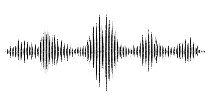 Abstract blue music background with a vector illustration of a cable silhouette and wavy audio lines forming a winter nature pattern of ice and snow