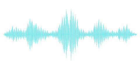 Abstract blue music background featuring a digital vector illustration of audio wave pulses and frequency spectrum lines for modern technology design © Fahid