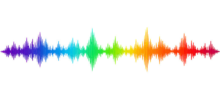 This abstract blue vector illustration features a digital sound wave design with a glowing electronic frequency pulse and waveform equalizer for a modern audio technology background