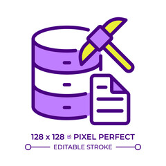 Data mining line color icon. Machine learning, database maintenance. Documentation management. Information search. Isolated vector illustration. Flat colorful symbol design. Editable stroke © IMG visuals icons