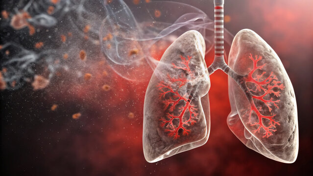 Dangerous Air Pollution Causing Pneumonia Risk Illustration Toxic Dust Background 4K
