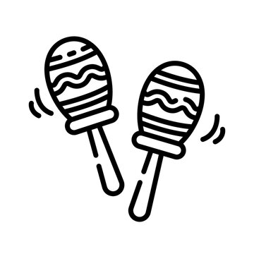 Mexican Maracas Musical Instrument Line Icon Vector Illustration