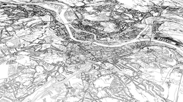3D looped animation of city - Li&egrave;ge Belgium