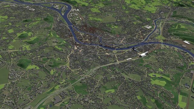 3D looped animation of city - Li&egrave;ge Belgium