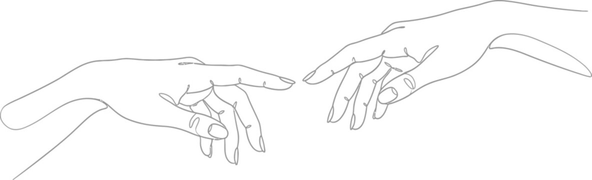Creation Hands Reaching Touch Line Art Inspired by Classic Art Concept