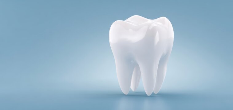 The Tooth on Soft Blue Background Symbolizing Dental Health and Oral Care