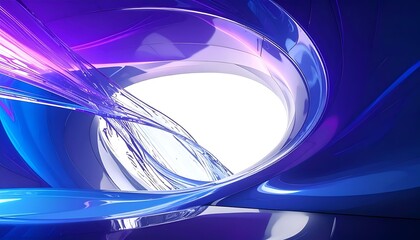 Pristine elegant 3D digital abstract artwork capturing a smooth flowing curved purple and white glass ribbon structure.