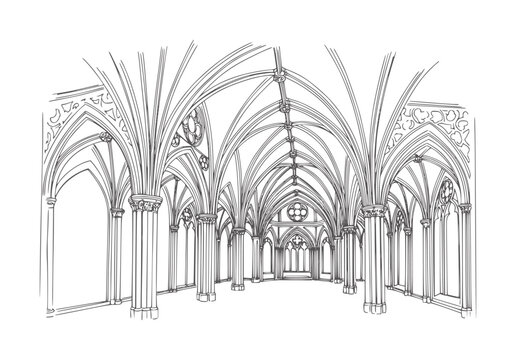 Gothic vaulted interior with pointed arches and columns architecture ceiling