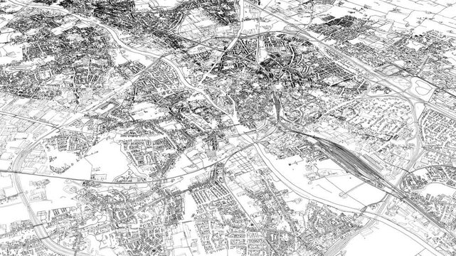 3D looped animation of city - Kortrijk Belgium
