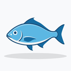 Fototapeta premium Stylized blue fish icon on a white background