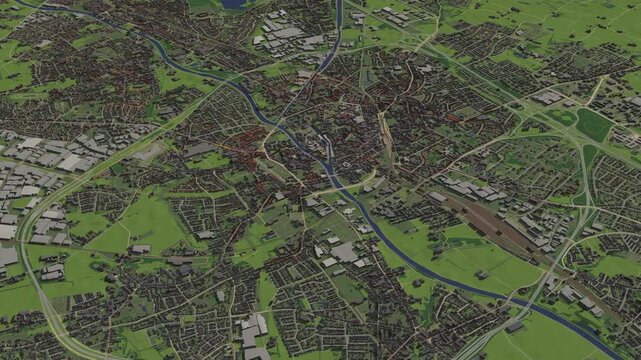 3D looped animation of city - Kortrijk Belgium