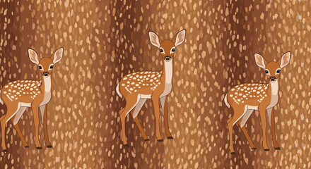 Obraz premium A charming illustration of a fawn standing in a woodland setting. Evokes a sense of peace and innocence, perfect for children's content or nature-them