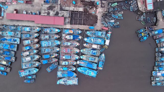 Aerial View of Mandovi River with Ferry and Panaji Cityscape Goa India