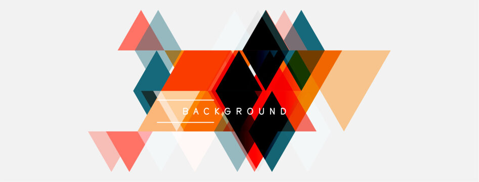 Abstract geometric shapes overlap, creating dynamic composition. Orange, teal, gray tones dominate design. Minimalist style, modern aesthetic.