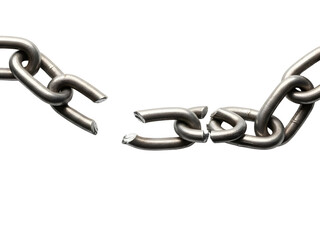 Fototapeta premium Broken metal chain links symbolizing weakness and failure.
