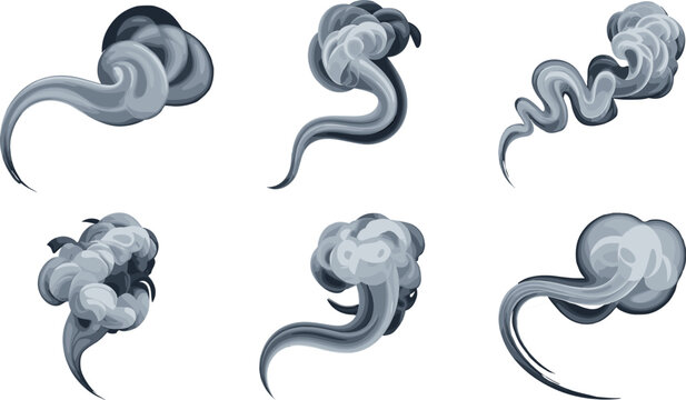 Smoke Cloud Effect Set Abstract Vapor Fog Swirl Mist Illustration Collection