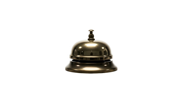 Classic Brass Service Bell on a White Background.