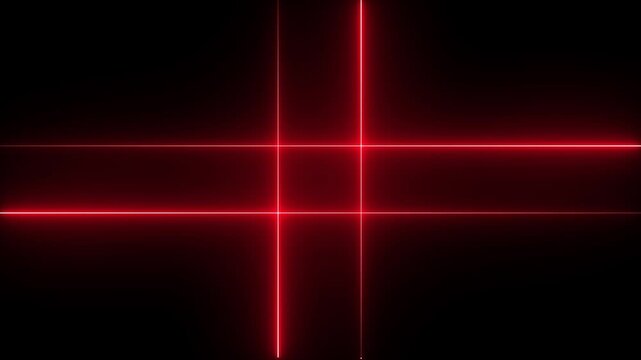 Abstract red glowing cross light black background with digital waves and  4k motion design animation video.