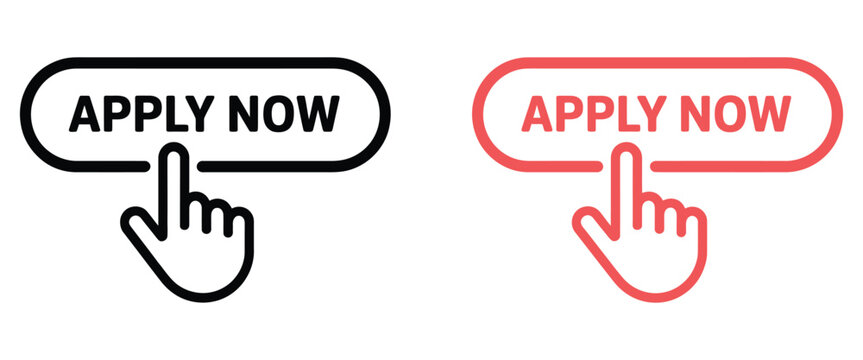 Apply Now Icons Set, Call to Action Buttons, Job Application, Submit Form UI, Web Interface, Vector Illustration Collection, Isolated Background
