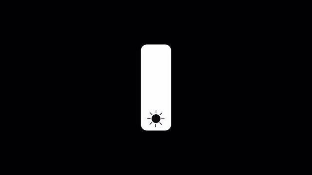 Screen brightness adjustment bar animation on transparent background, Display brightness control slider bar with alpha channel, Simple brightness indicator animation, Increasing brightness bar