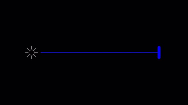 Screen brightness adjustment bar animation on transparent background, Display brightness control slider bar with alpha channel, Simple brightness indicator animation, Increasing brightness bar