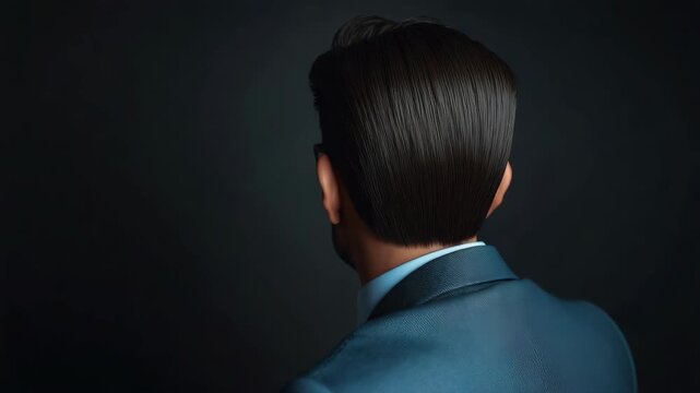 Man professional suit glasses portrait back view contemplative businessman moody lighting