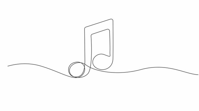 Elegant music notes animation minimalist one line art for backgrounds