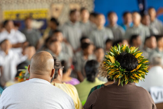 Audience Watching Cultural School Performance in Niue