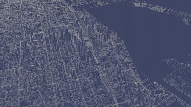 3D looped animation of city - Toronto Canada