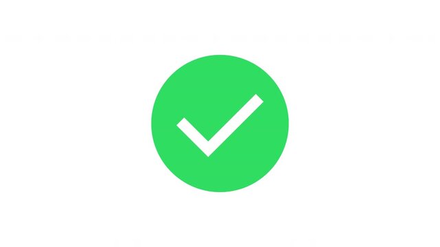 Green check mark success confirmation icon animation clean approval symbol positive feedback motion Prores Alpha Channel 4K 60fps